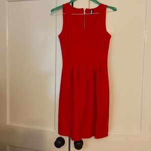 Jcrew bright red pleated Aline dress